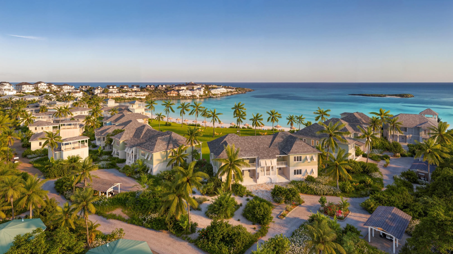 Aerial view of The Abaco Club beachfront residences