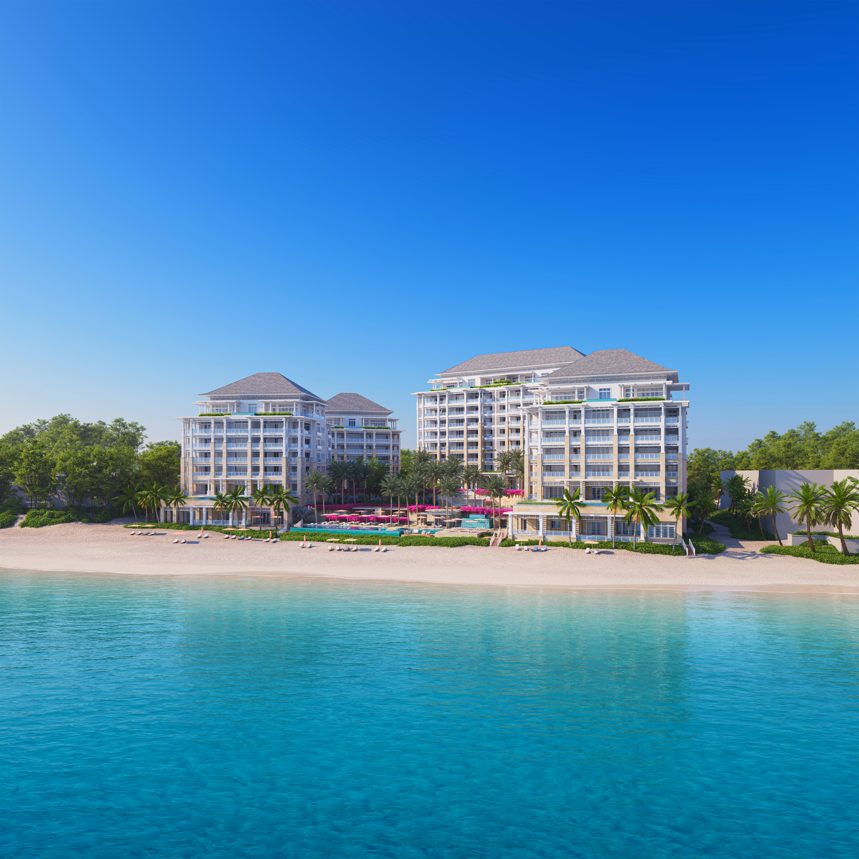 concept of beachfront residence buildings on Paradise Island