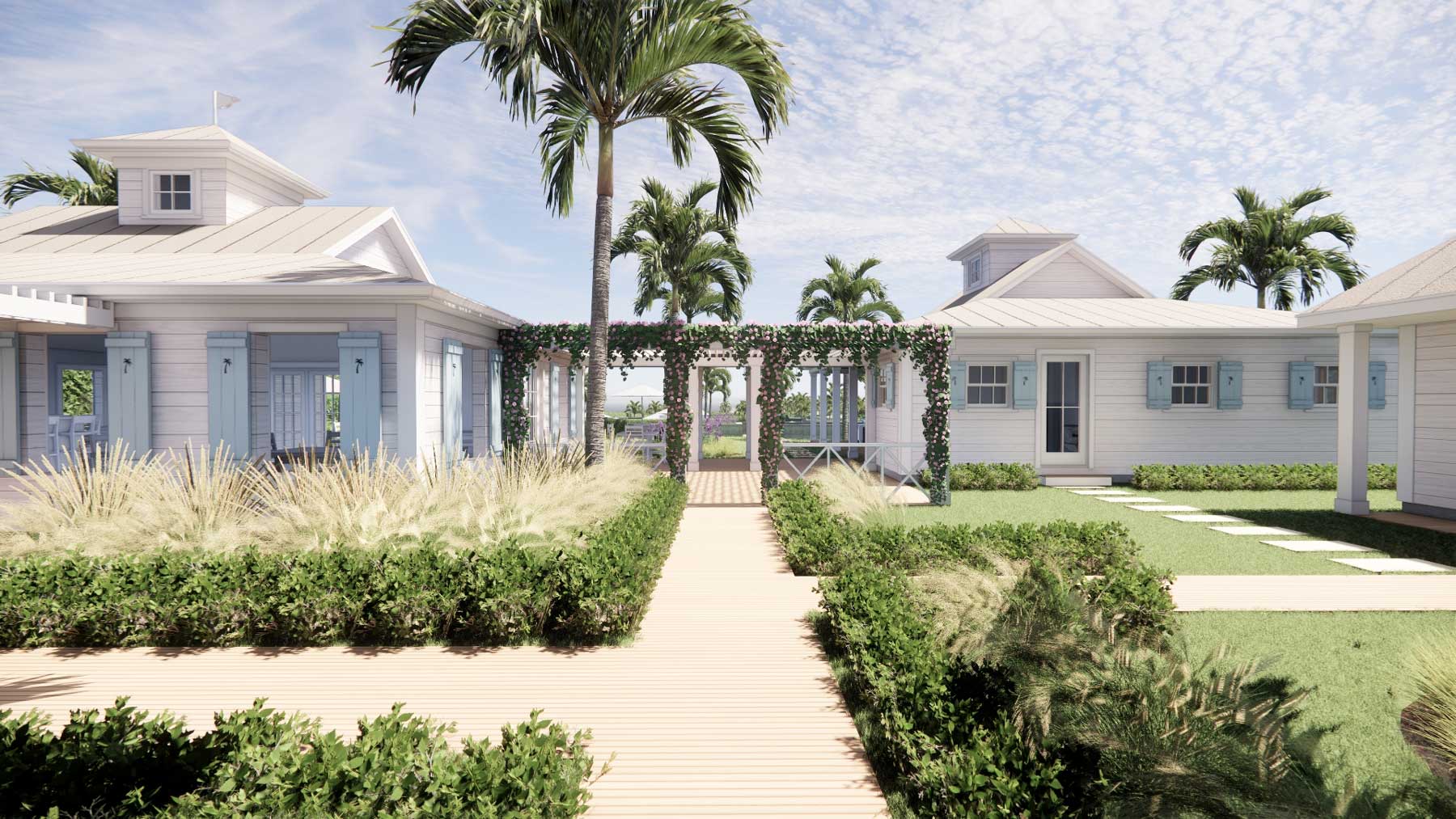 concept of coastal cottages and a garden path at Hope Town Club