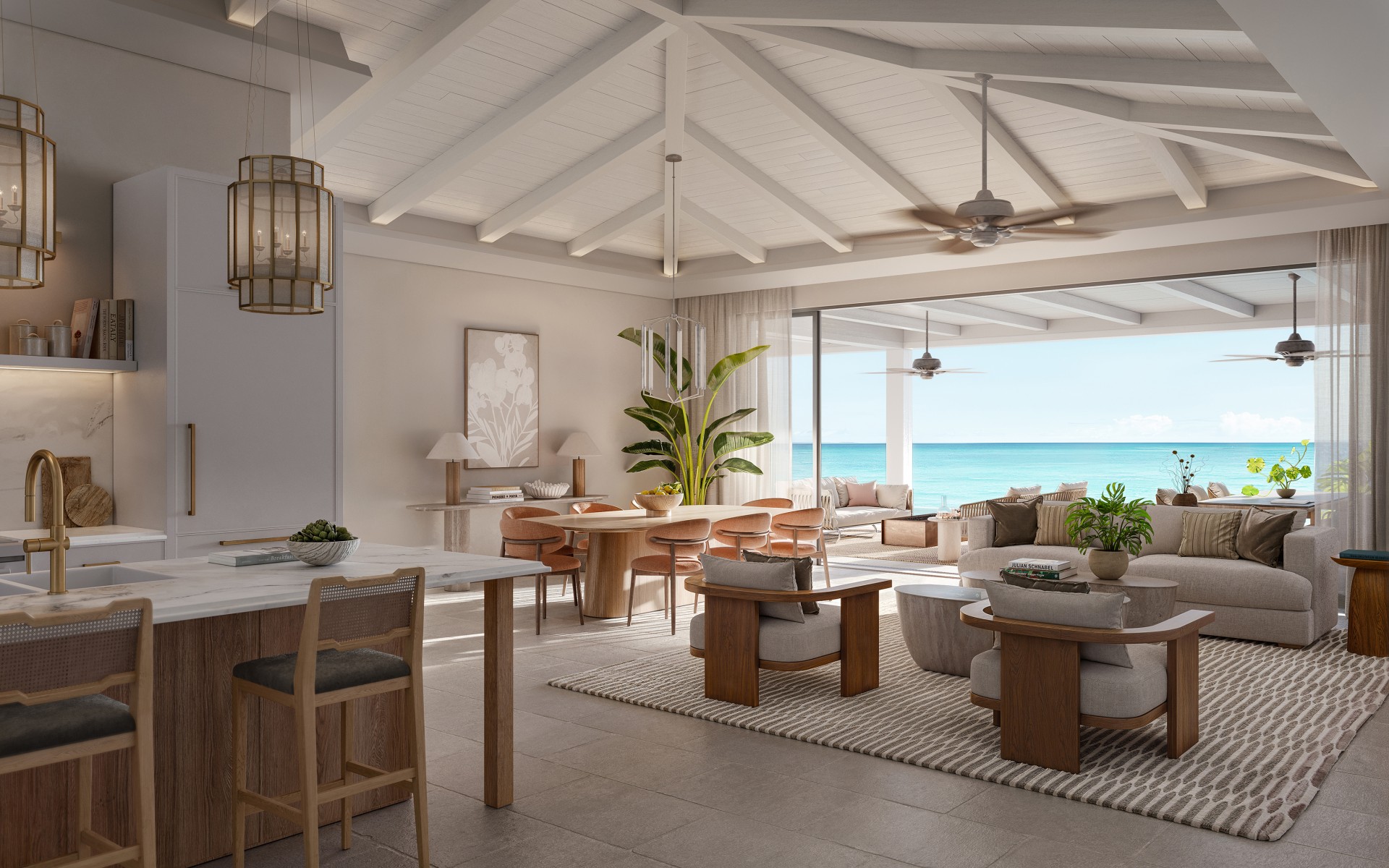 Montage Cay Marina Villa living and dining room with sea view — concept