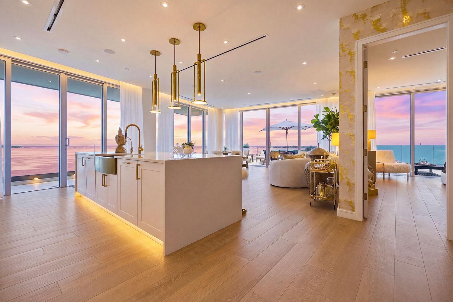 Oceanfront Bahamas residence at sunset